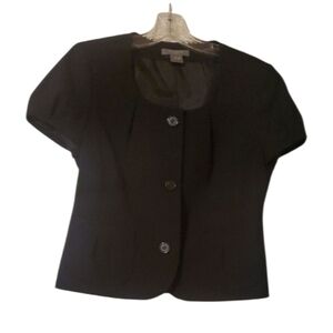 Ann Taylor Petites Jacket Blazer Topper Womens Size 6 Petite 6P Black Lined